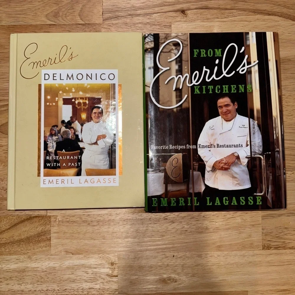 Emeril Lagasse Cookbook Set - Autographed Cream and Black